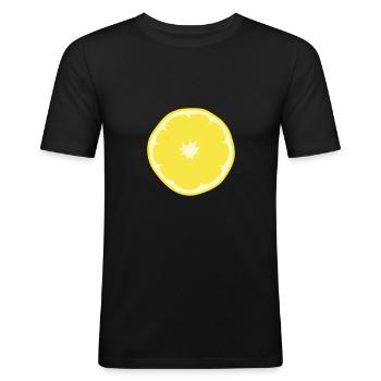 Zitrone - Männer Slim Fit T-Shirt - Schwarz - Vorne - Nik (191cm)