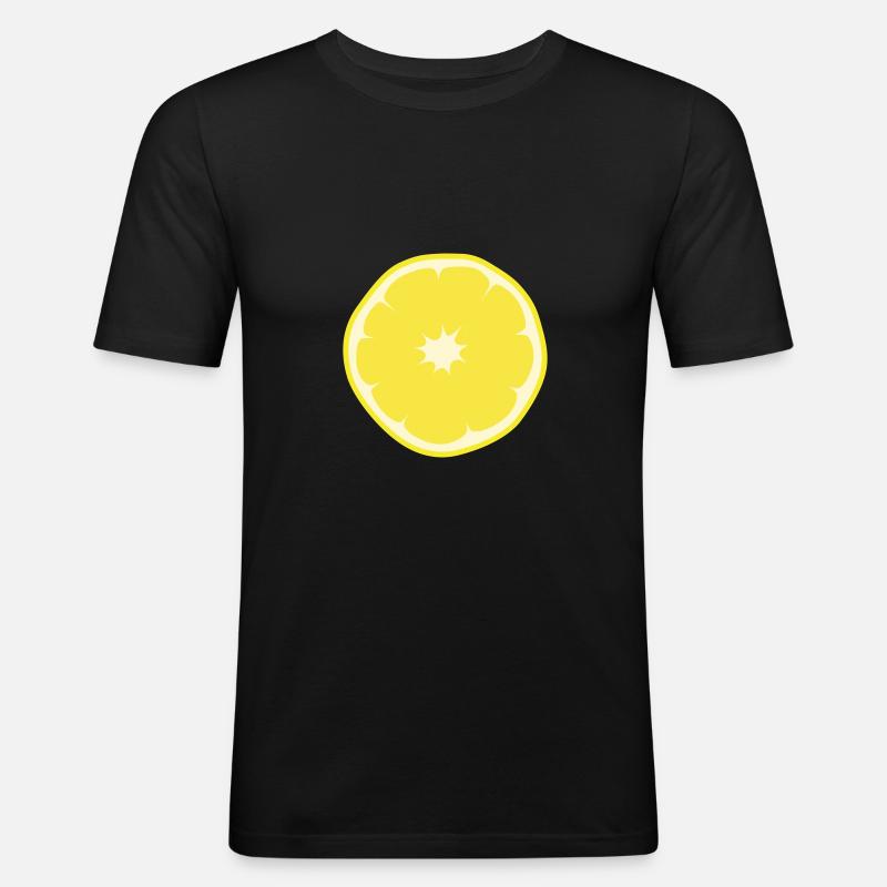 Zitrone - Männer Slim Fit T-Shirt - Schwarz