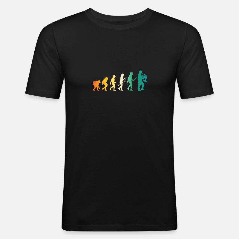 Hornist Evolution Waldhorn - Männer Slim Fit T-Shirt - Schwarz