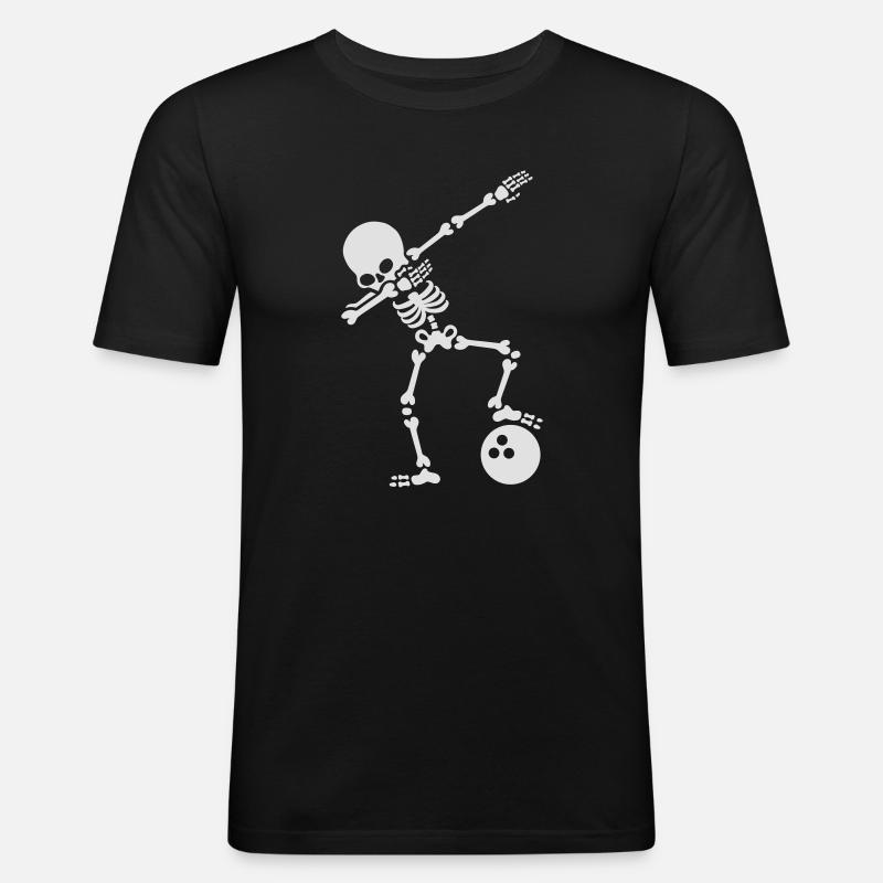 Dab skeleton dabbing bowling ball - Männer Slim Fit T-Shirt - Schwarz