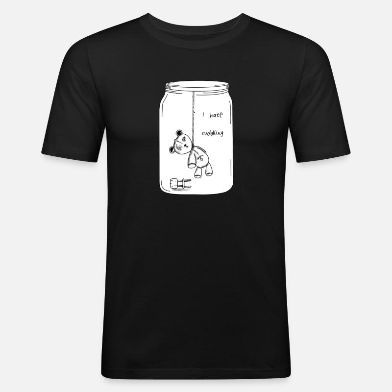 I hate cuddling (BW Version) - Men's Slim Fit T-Shirt - black