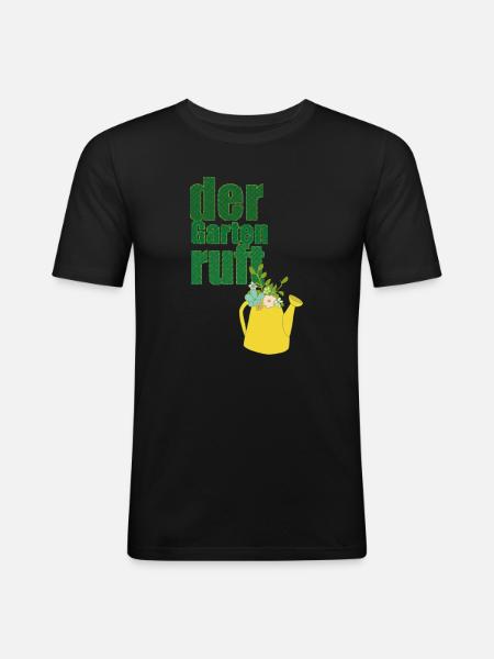 der garten ruft - Männer Slim Fit T-Shirt - Schwarz