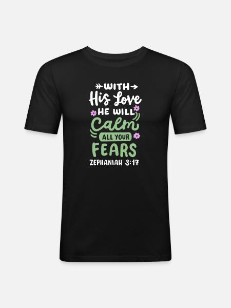 Christlicher Bibelvers - Männer Slim Fit T-Shirt - Schwarz