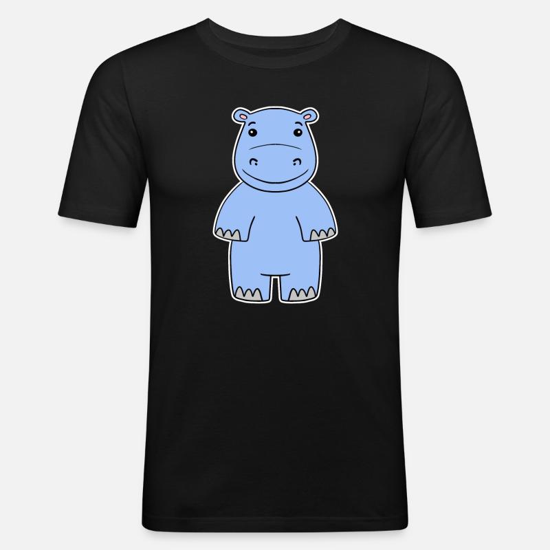 Nilpferd - Männer Slim Fit T-Shirt - Schwarz