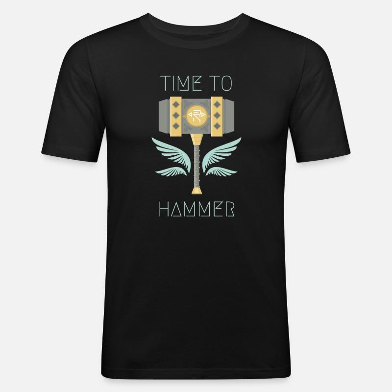 Time to Hammer - Männer Slim Fit T-Shirt - Schwarz