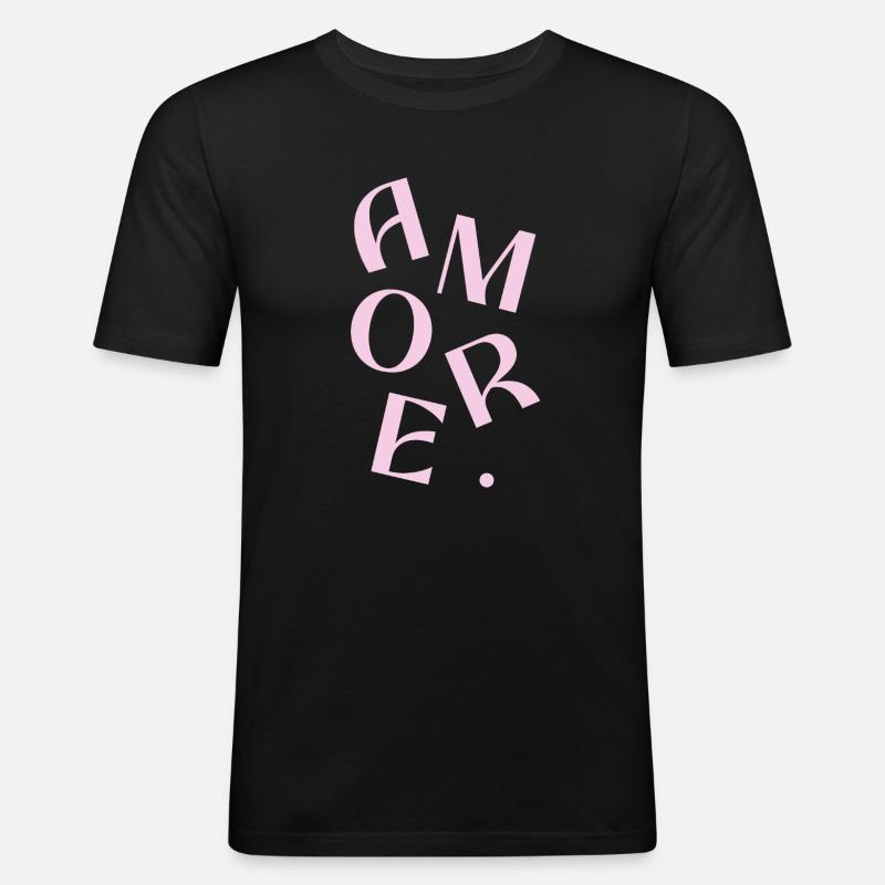 Conception de texte Pink Amore - T-shirt près du corps Homme - noir
