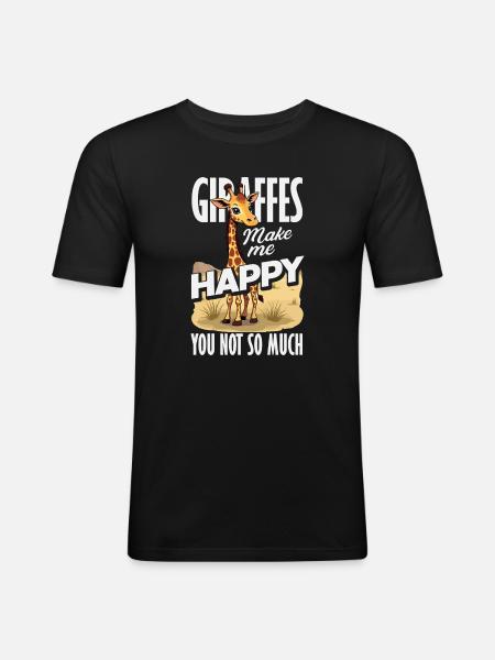 Giraffes make me happy - Men's Slim Fit T-Shirt - black