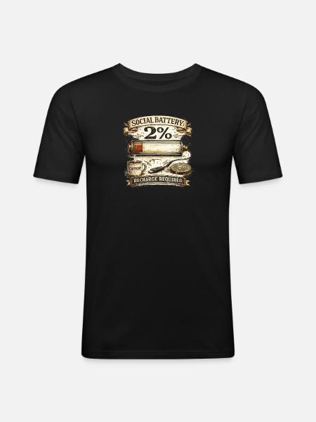 Batterie Sociale 2% - T-shirt près du corps Homme - noir