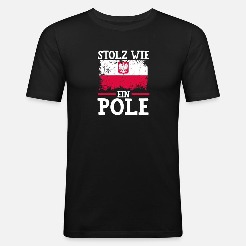 Pole Polnisch Polen - Männer Slim Fit T-Shirt - Schwarz