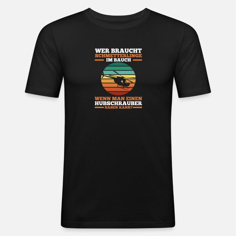 Pilot Helikopter Hubschrauber - Männer Slim Fit T-Shirt - Schwarz