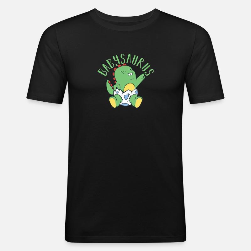 Babysaurus Dino Dinosaurier - Männer Slim Fit T-Shirt - Schwarz