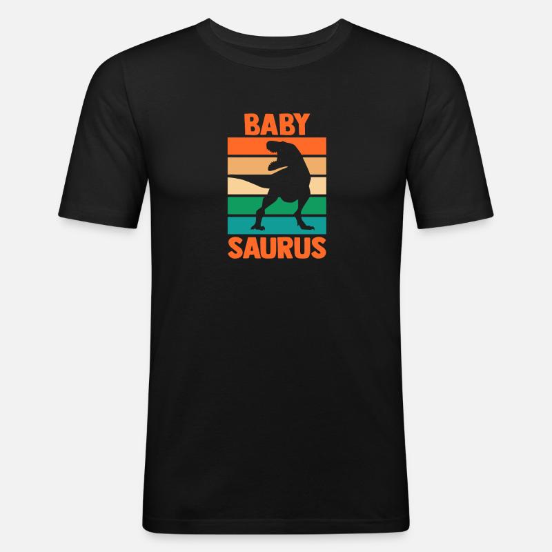 Babysaurus Dino Dinosaurier - Männer Slim Fit T-Shirt - Schwarz