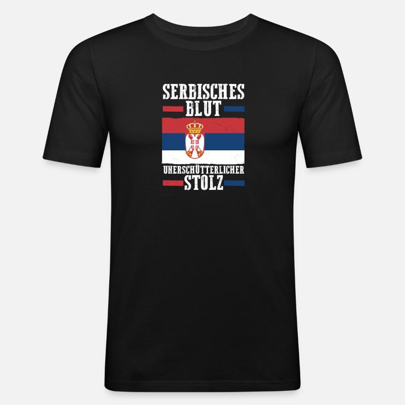 Serben Serbisch Serbien - Männer Slim Fit T-Shirt - Schwarz