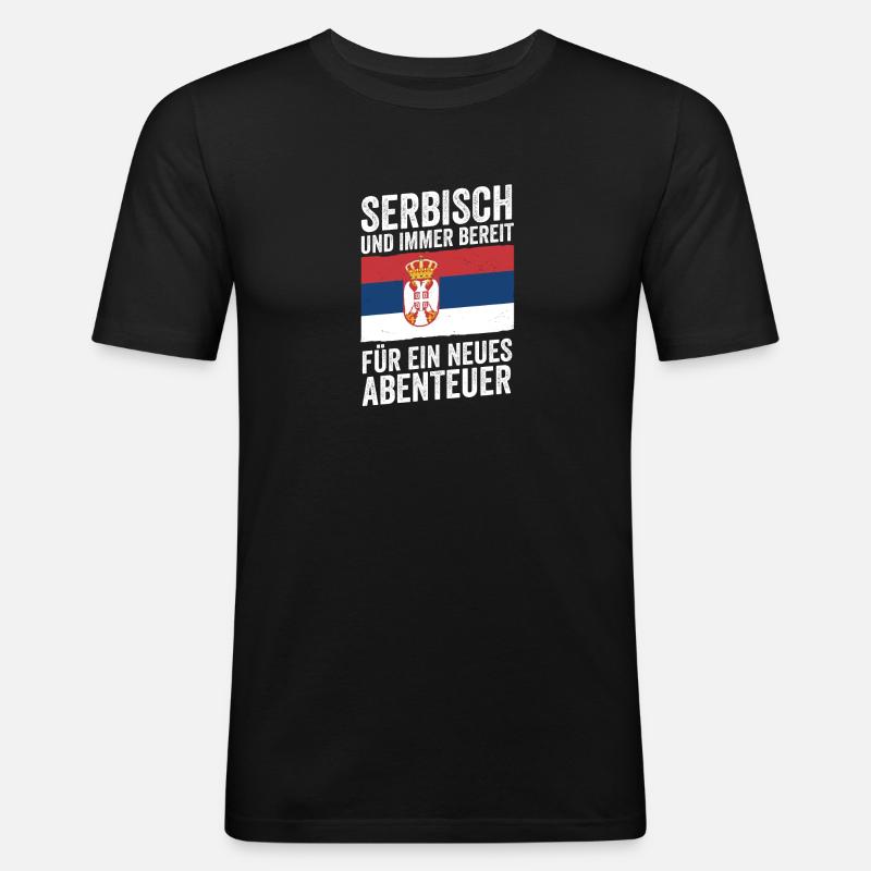 Serben Serbisch Serbien - Männer Slim Fit T-Shirt - Schwarz
