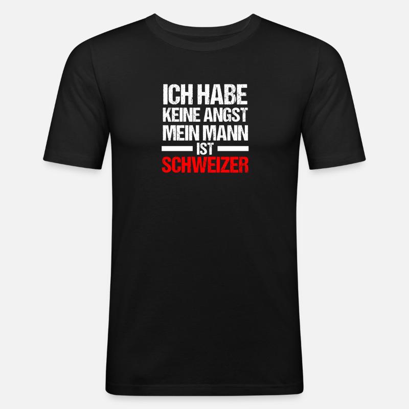 Schweizer Schweiz - Männer Slim Fit T-Shirt - Schwarz