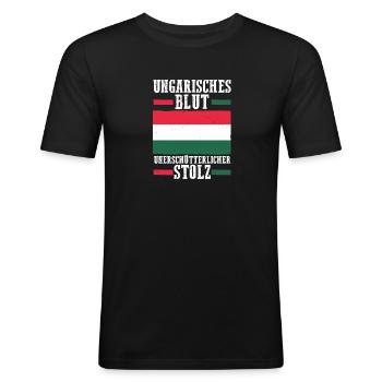 Ungar Ungarisch Ungarn - Männer Slim Fit T-Shirt - Schwarz - Vorne - Nik (191cm)