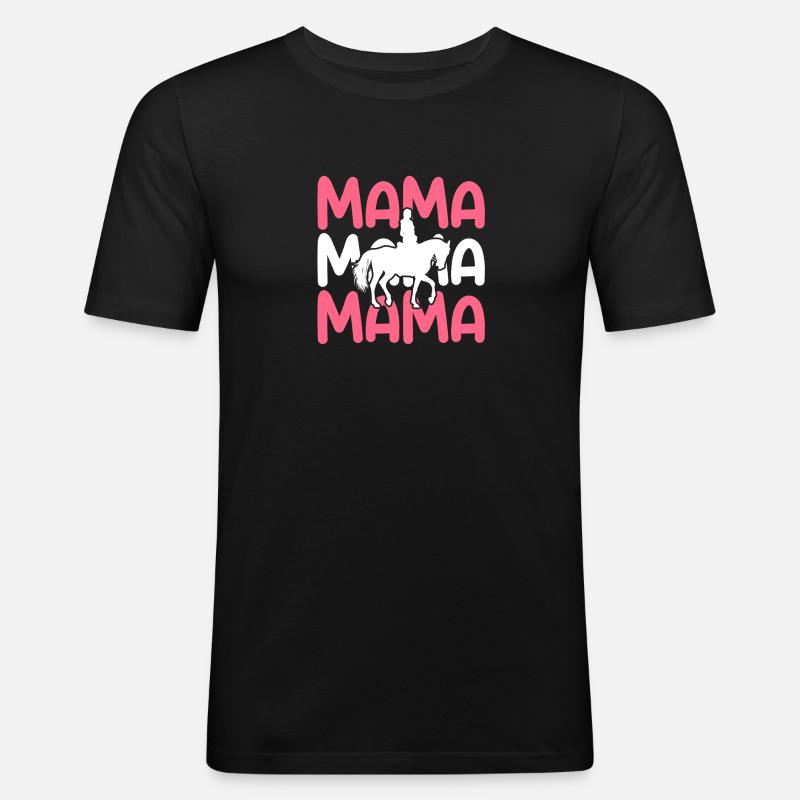 Reiten Mama Mutter Pferde - Männer Slim Fit T-Shirt - Schwarz