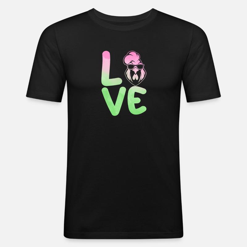 Hühner Hahn - Männer Slim Fit T-Shirt - Schwarz