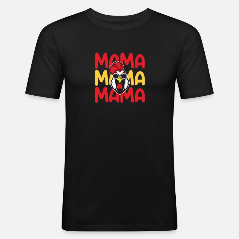 Hahn Mama Mutter Hühner - Männer Slim Fit T-Shirt - Schwarz