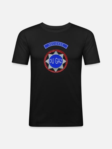Ancienne du Gaz - Policière - T-shirt près du corps Homme - noir