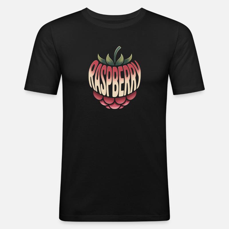 Raspberry - Cool Fruit Logo - Men's Slim Fit T-Shirt - black