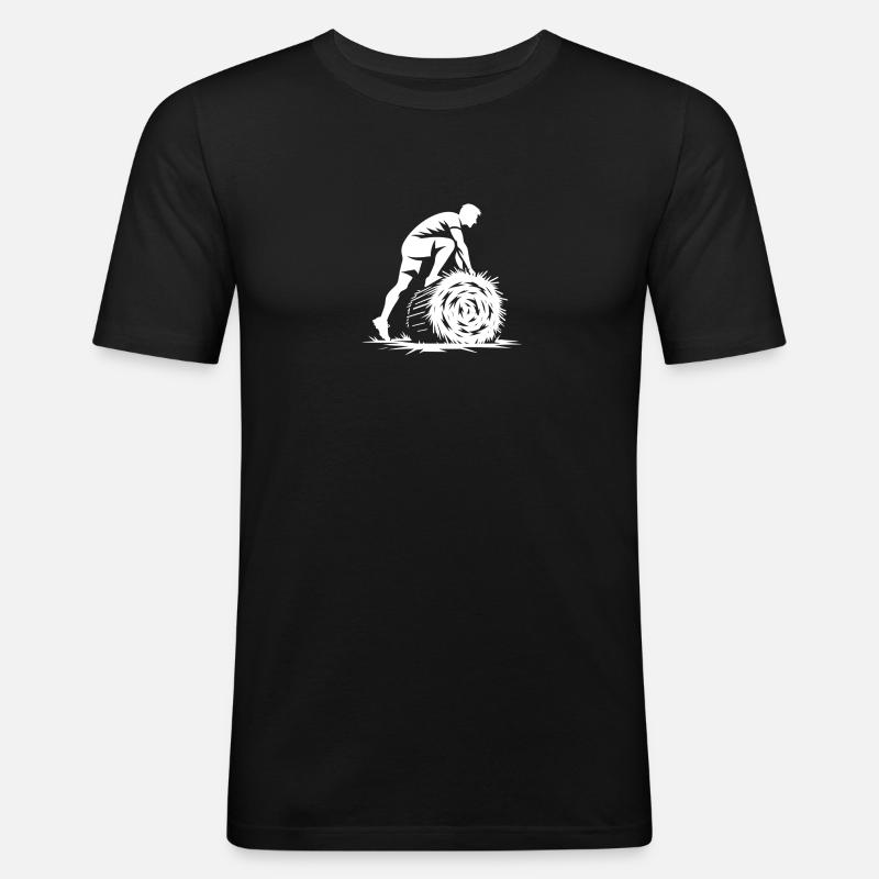 Klettern über den Strohballen - Männer Slim Fit T-Shirt - Schwarz