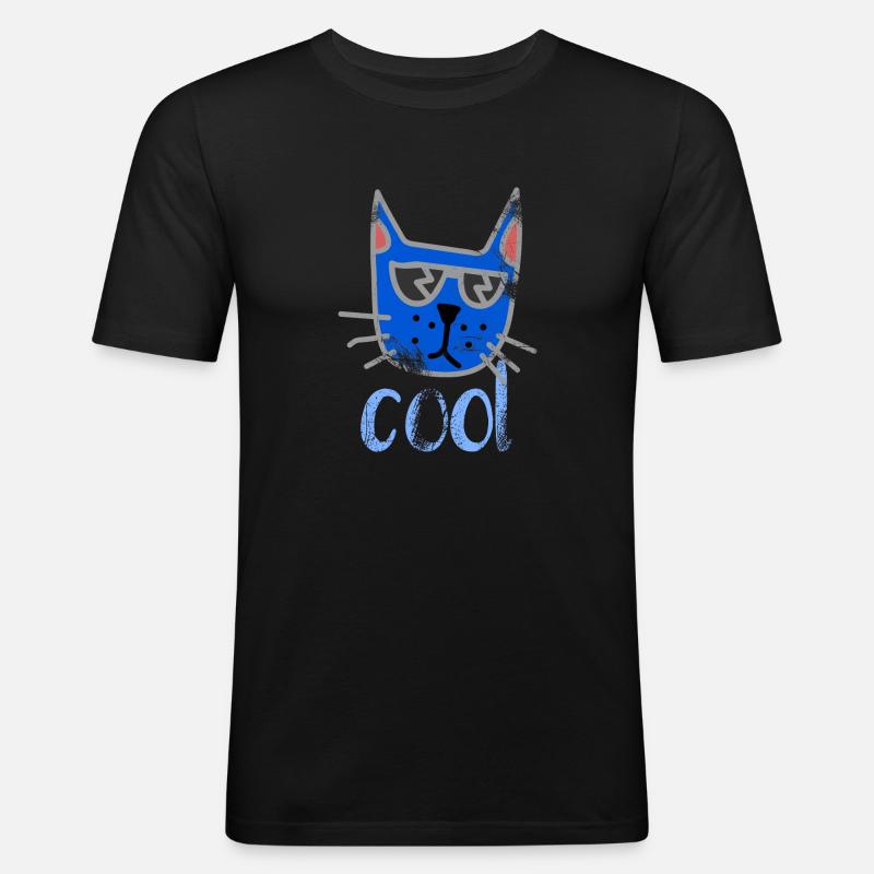 Katze - Männer Slim Fit T-Shirt - Schwarz