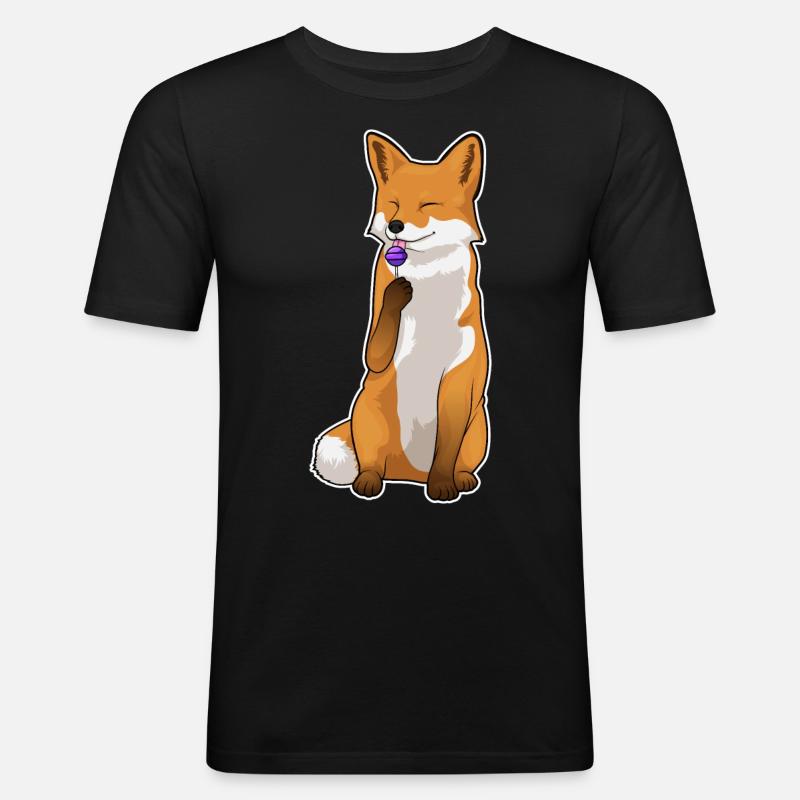Fuchs Lutscher - Männer Slim Fit T-Shirt - Schwarz