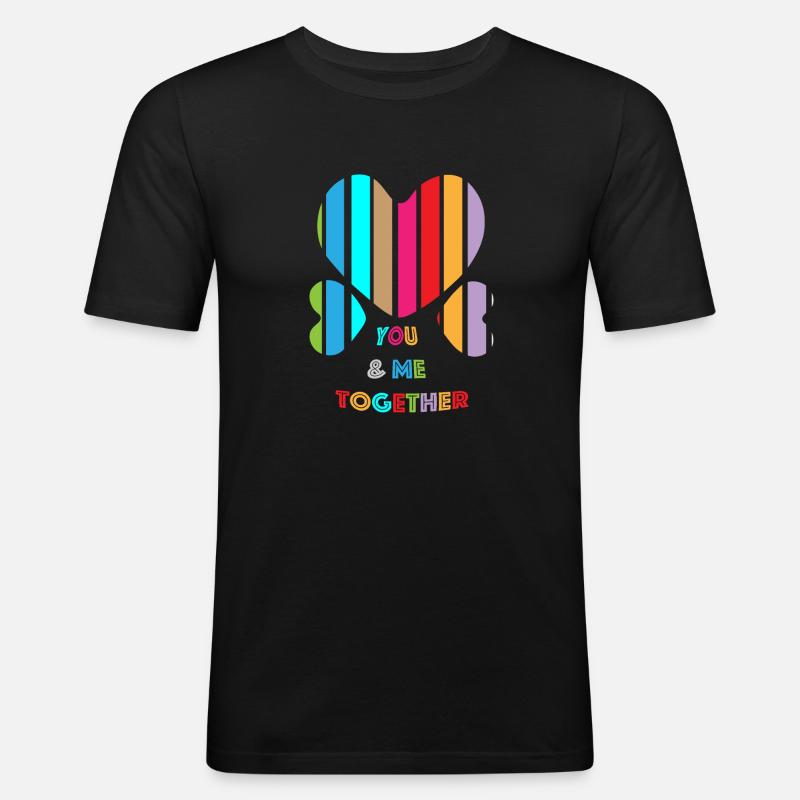 du und ich, gemeinsam - Männer Slim Fit T-Shirt - Schwarz