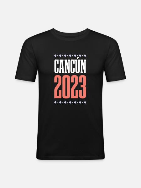 Cancun 2023 - Männer Slim Fit T-Shirt - Schwarz