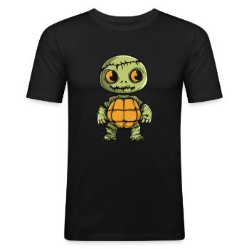 Schildkröte Halloween Zombie - Männer Slim Fit T-Shirt - Schwarz - Vorne - Nik (191cm)