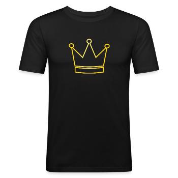 Krone Gold - Männer Slim Fit T-Shirt - Schwarz - Vorne - Nik (191cm)