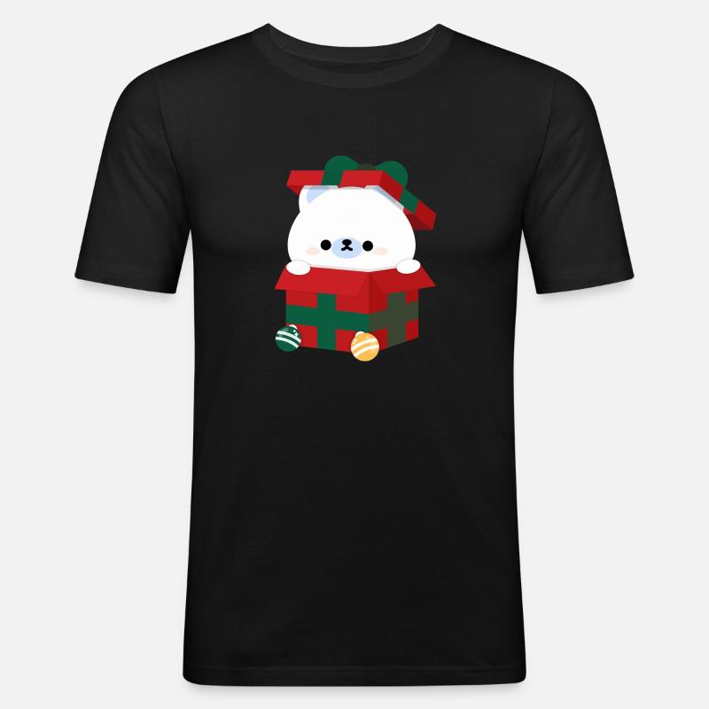 Eisbär Weihnachtsgeschenk - Männer Slim Fit T-Shirt - Schwarz
