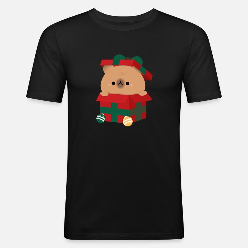 Capybara Weihnachtsgeschenk - Männer Slim Fit T-Shirt - Schwarz