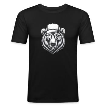 Papa Bear | Stolzer Familienvater - Männer Slim Fit T-Shirt - Schwarz - Vorne - Nik (191cm)