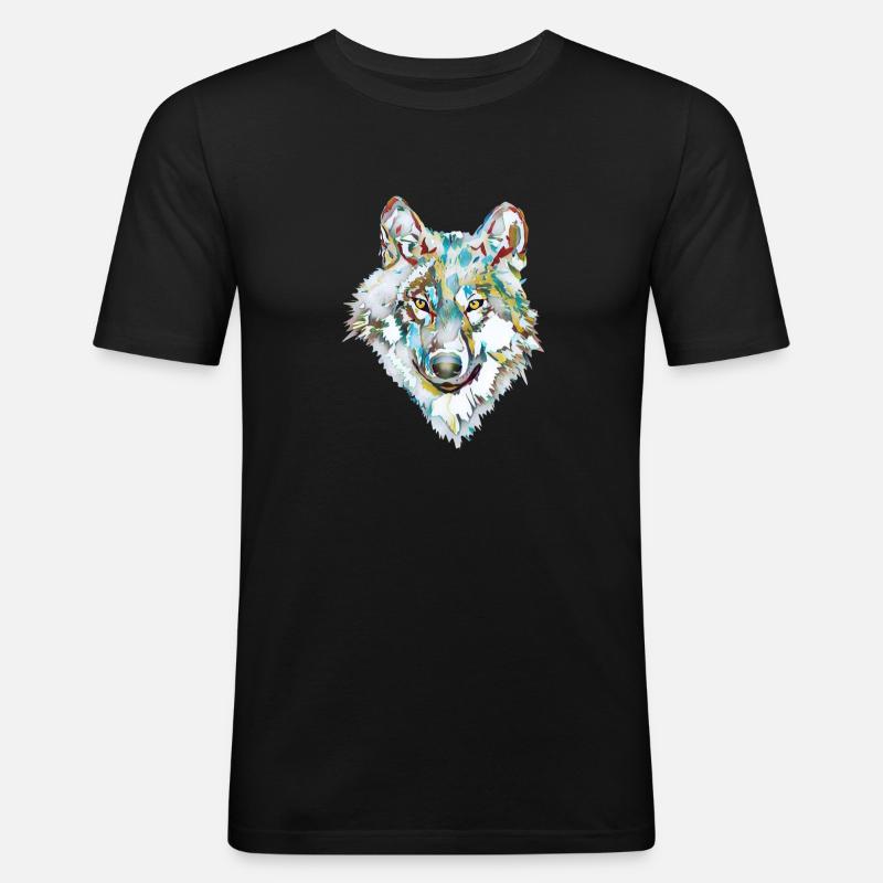 Hund Wolf Eis - Männer Slim Fit T-Shirt - Schwarz
