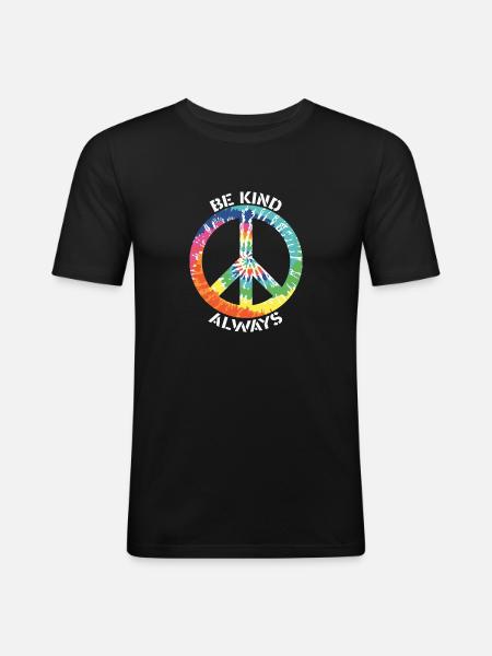 Vær altid venlig Farverig batik fred symbol - Herre Slim Fit T-Shirt - sort