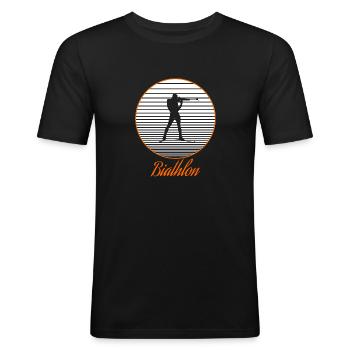 Biathlon - Männer Slim Fit T-Shirt - Schwarz - Vorne - Nik (191cm)