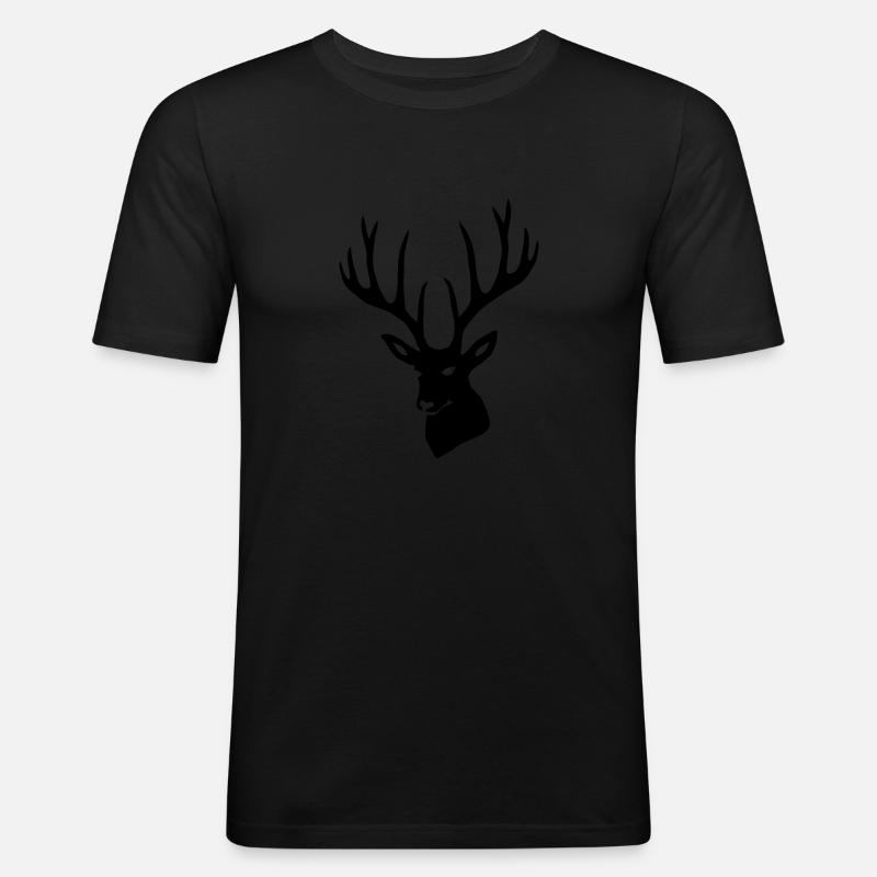Hirsch Geweih Hirschgeweih Hirschkopf - Männer Slim Fit T-Shirt - Schwarz