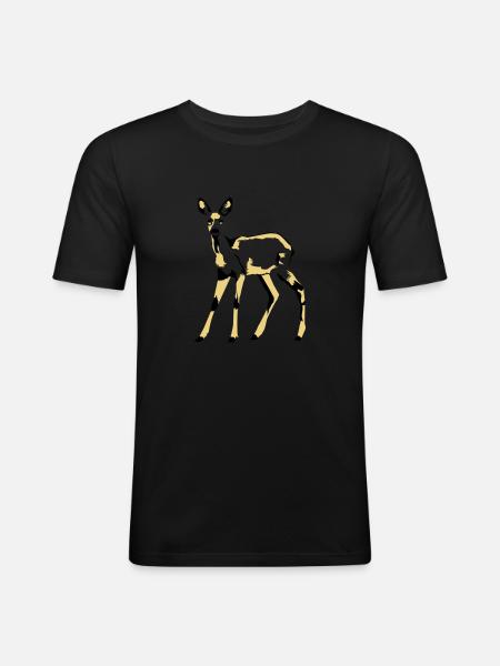 reh - Männer Slim Fit T-Shirt - Schwarz