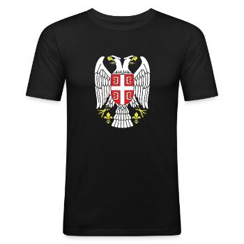 Serbien Adler - Männer Slim Fit T-Shirt - Schwarz - Vorne - Nik (191cm)