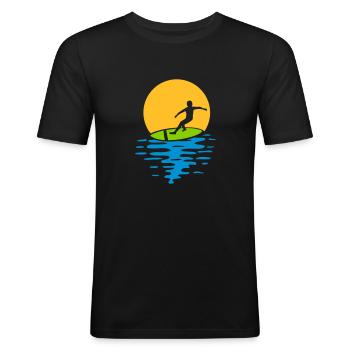 Abend Sonne Surfer - Männer Slim Fit T-Shirt - Schwarz - Vorne - Nik (191cm)