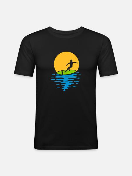 Evening Sun Surfer - Men's Slim Fit T-Shirt - black
