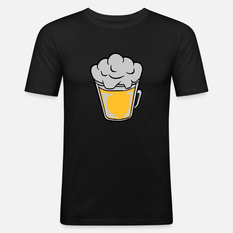 Comic Bier von oben - Männer Slim Fit T-Shirt - Schwarz