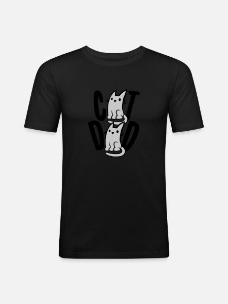 Cat Dad Text Logo - Men's Slim Fit T-Shirt - black
