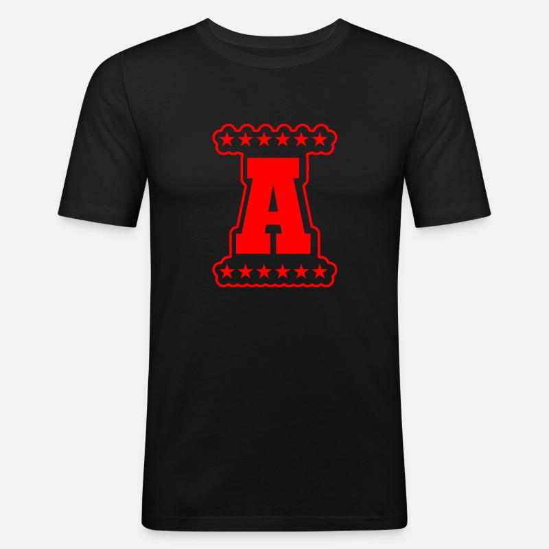 A mit Sternen - Männer Slim Fit T-Shirt - Schwarz