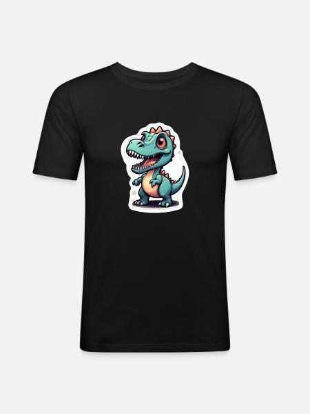 Cartoon Dinosaur - Men's Slim Fit T-Shirt - black