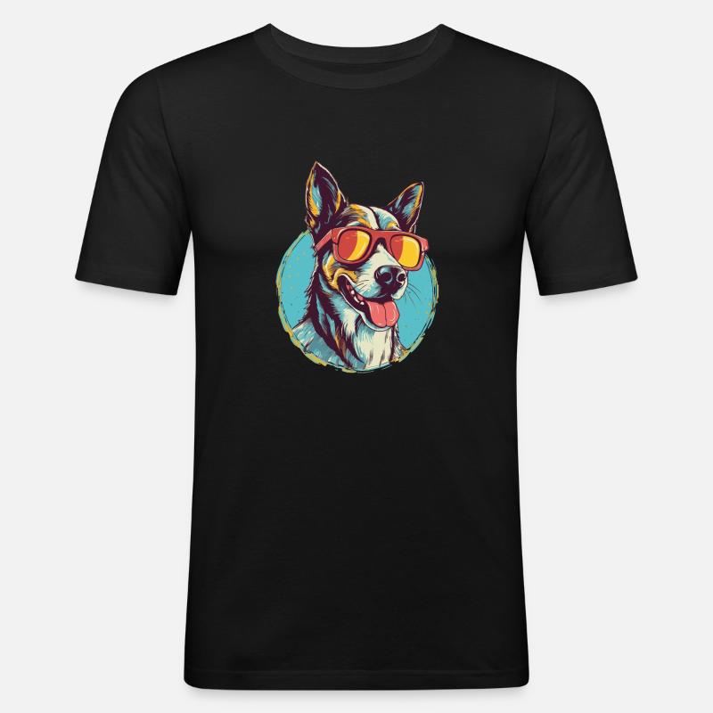 Cool dog with sunglasses - Men's Slim Fit T-Shirt - black