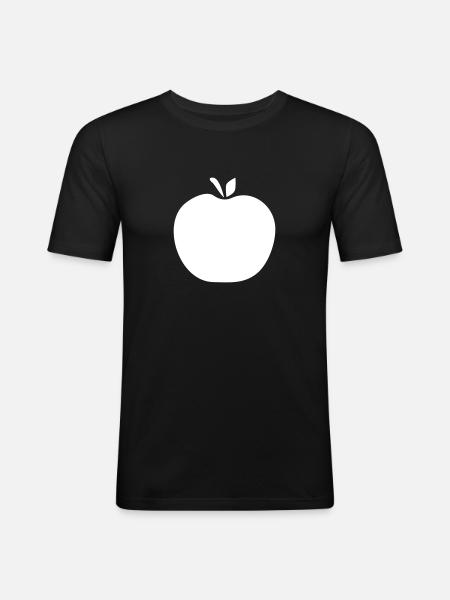 Apfel - Männer Slim Fit T-Shirt - Schwarz