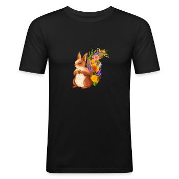 Eichhörnchen - Männer Slim Fit T-Shirt - Schwarz - Vorne - Nik (191cm)